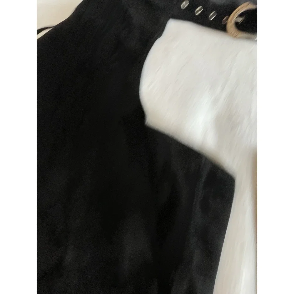 Harley Davidson Black Leather Chaps‎ with Fringe - Picture 7 of 13